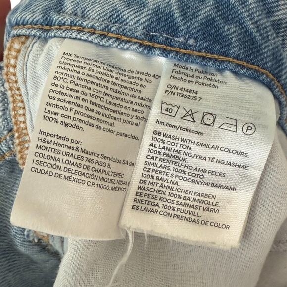 H&M Light Wash High Rise 100% Cotton Straight Denim Jeans Inseam 32" Size 12 - Picture 4 of 6